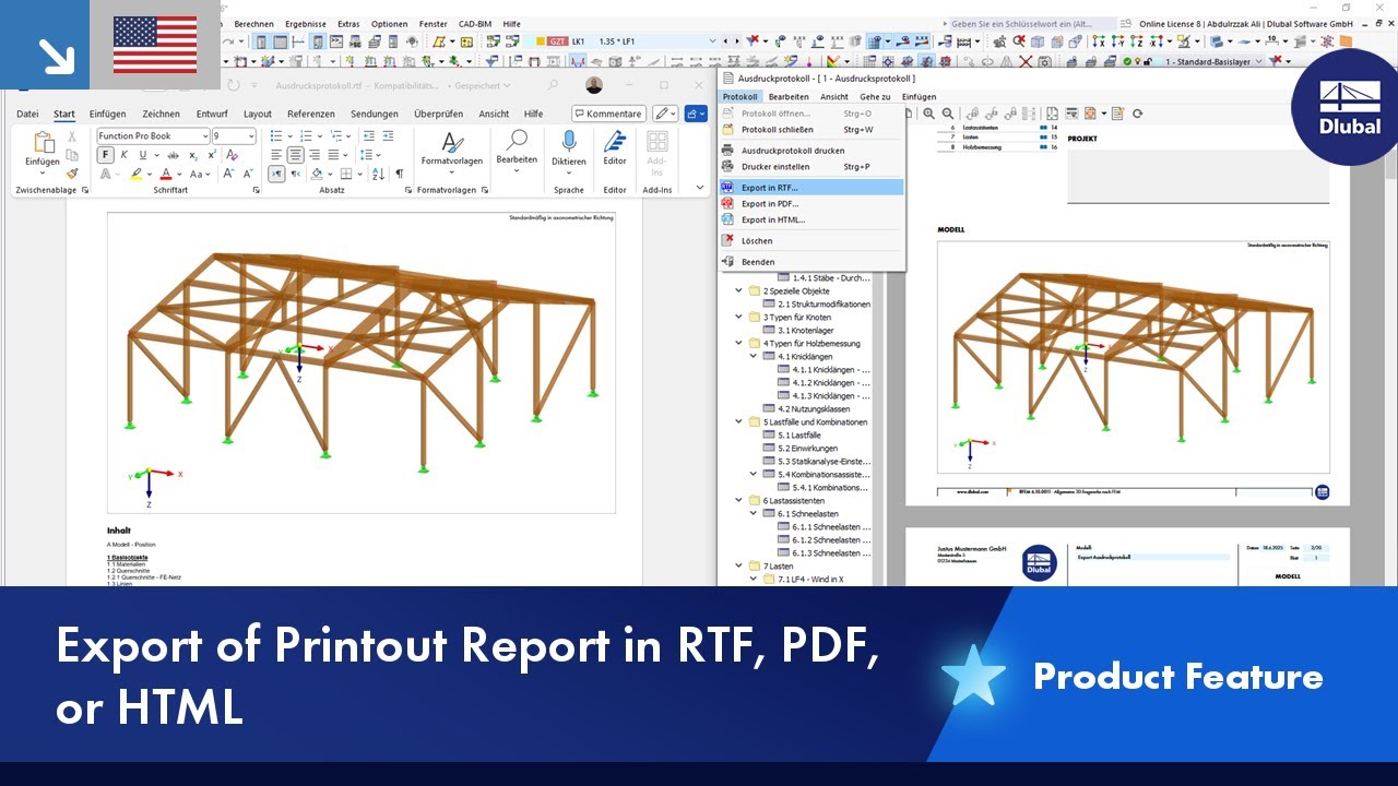 Export of Printout Report in RTF, PDF, or HTML