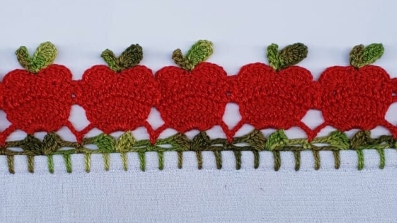 🍎Barrado maçã em crochê para pano de prato #18