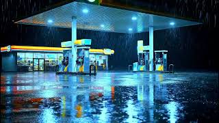 Lonely Gas Station in Heavy Rain ⛽🌧️🎹 | Soft Piano Night Ambience screenshot 5