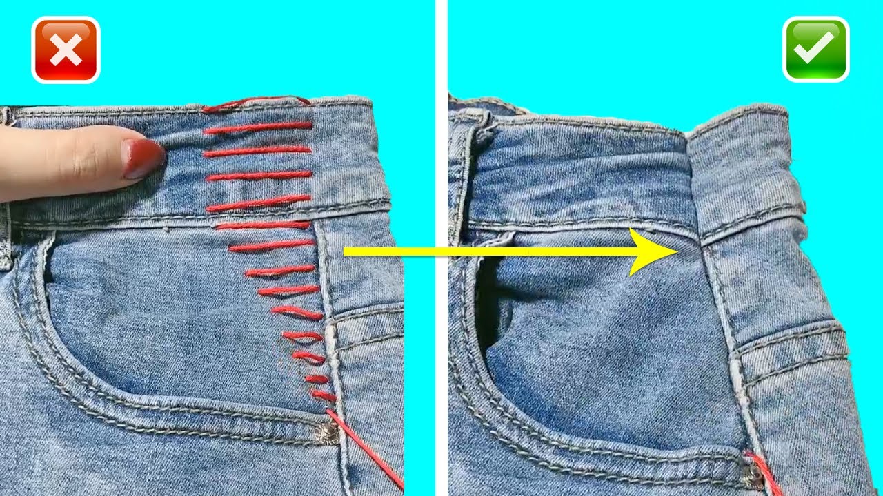 Downsize Jeans: How to reduce jeans waist without cutting | Jeans waist ...