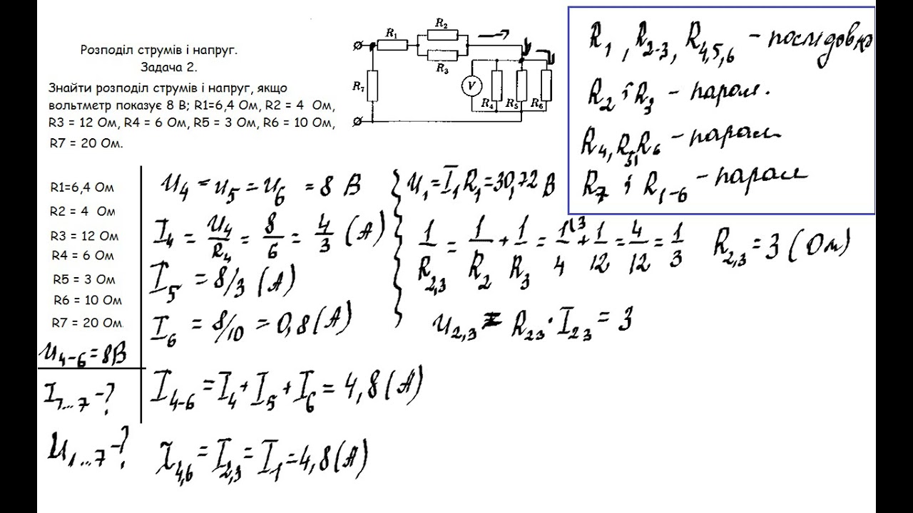 Фізика. 8 клас. Розподіл струмів і напруг. ( задача2) - YouTube