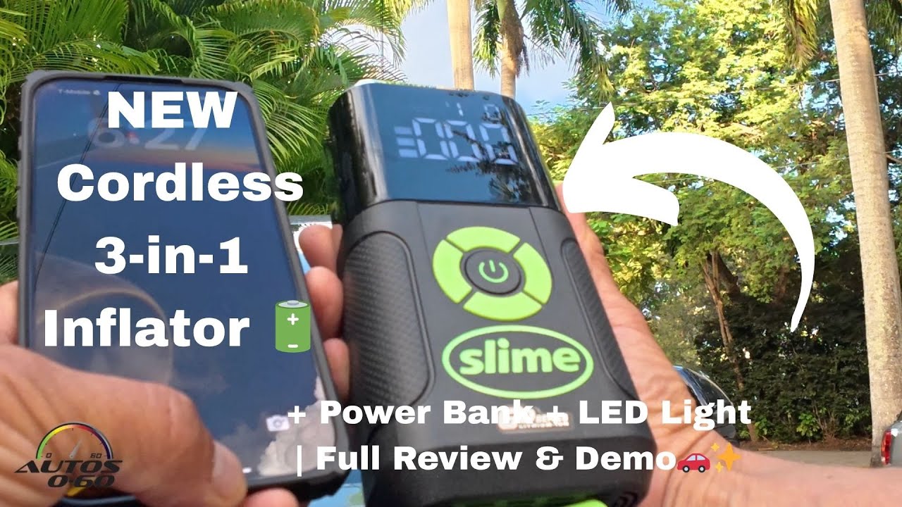 НОВЫЙ беспроводной насос Slime 3-в-1 🔋💨 | Насос для шин + внешний аккумулятор + светодиодный фона...
