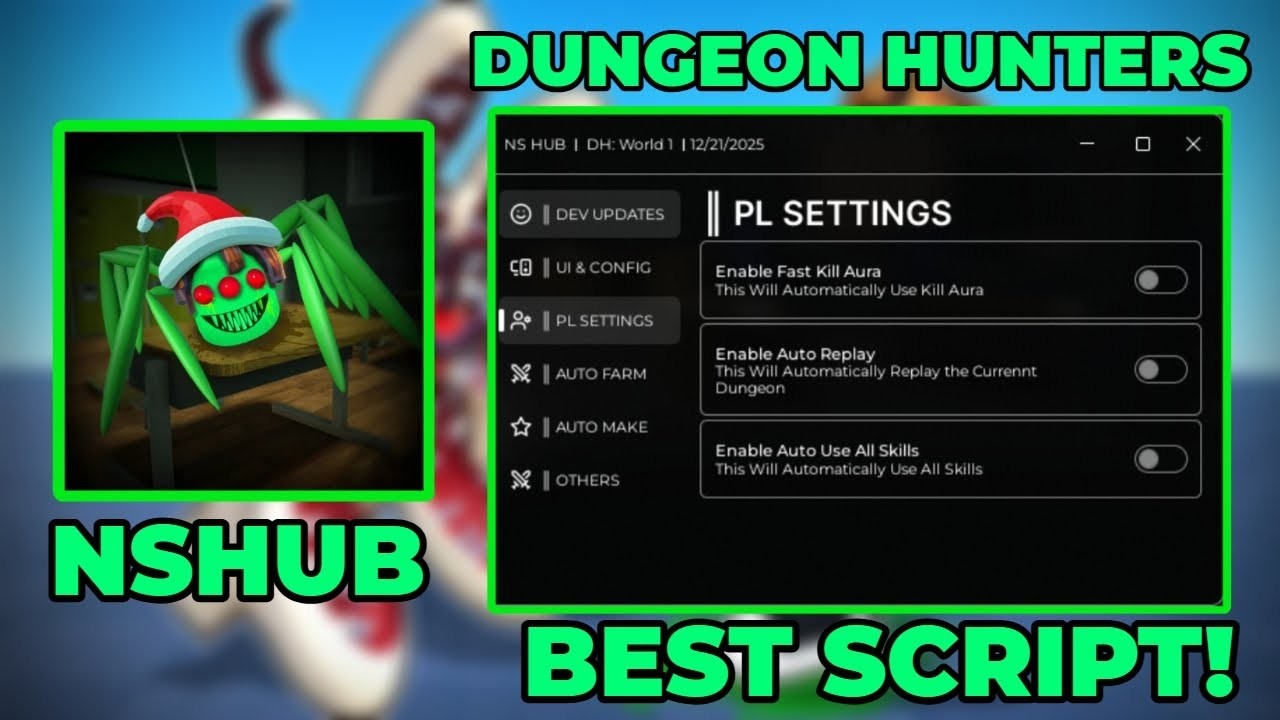 Скрипт для Dungeon Hunters | Аура быстрого убийства, автоматическое создание подземелий, автомати...