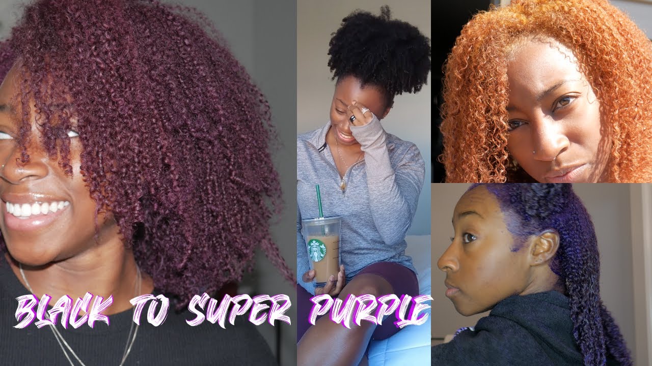 Bleaching & Coloring My Natural Hair Black to Super Purple XMONDO