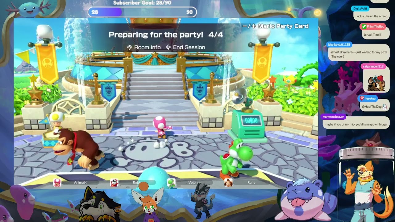 Playing Mario Party Jamboree w/ @robinredpanda, @velphra, and @aurrun!