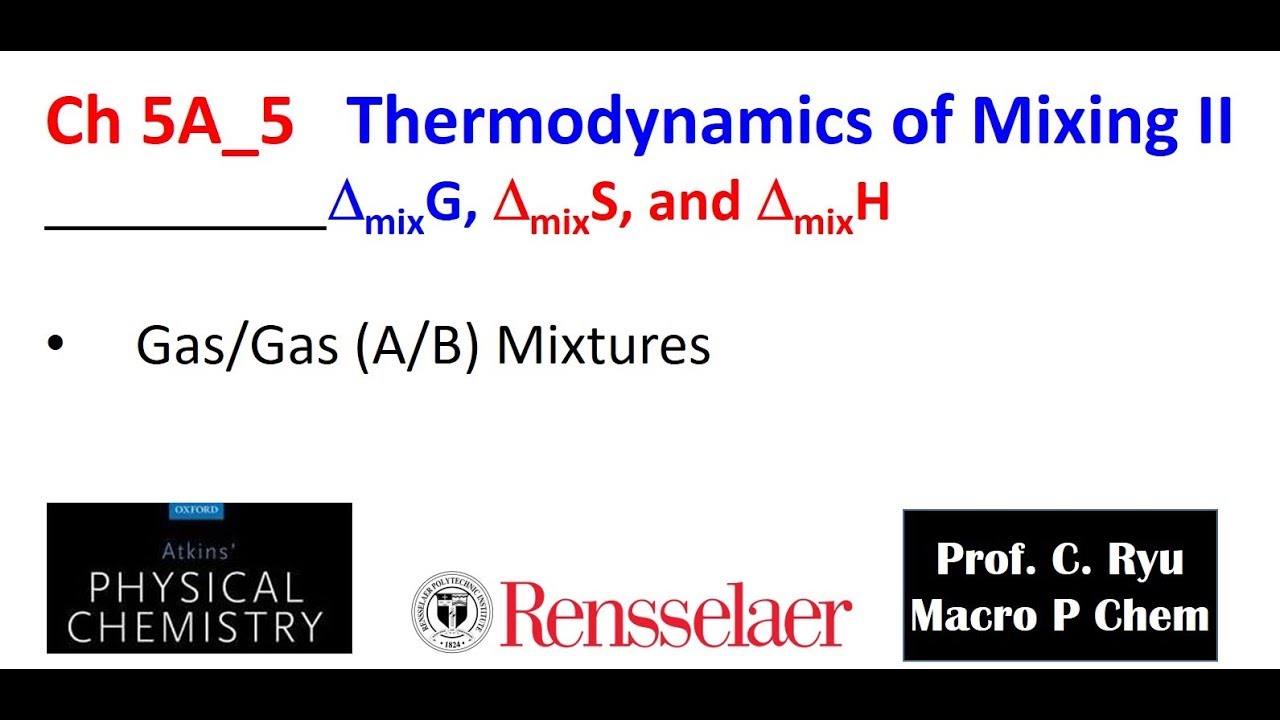 Ch5A 5 Thermodynamics of Mixing II (Gas/Gas Mixture) YouTube