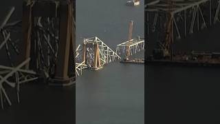 Debris removal starts at collapsed bridge by Baltimore port. #shorts #shortsvideo