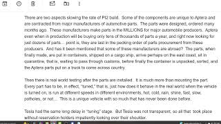 Some clarity on what is slowing down Aptera's PI builds