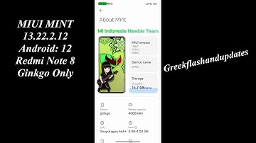 MIUI MINT 13.22.2.12 Android: 12 Redmi Note 8 Ginkgo Only