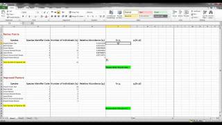 Using Excel to Calculate Shannon-Weiner Diversity Index