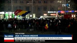O transmisiune din Piața Victoriei în cea de-a paisprezecea zi de proteste.