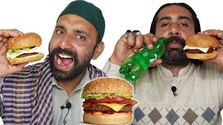 Tribal People Try Hamburger First Time | Villagers Eat American Burger | Tribal Actz