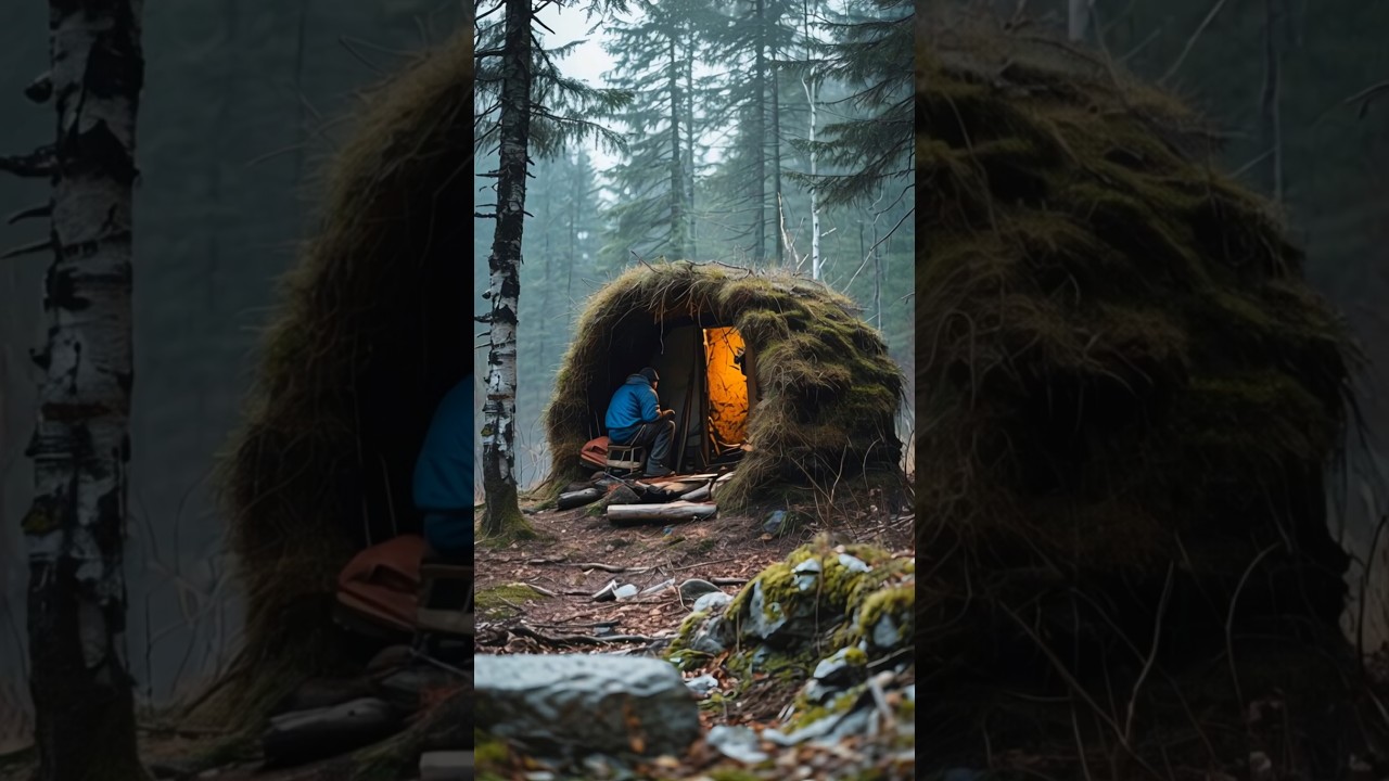 Survivor Builds a Bushcraft Cabin in the Forest | Hand-Built Off-Grid Shelter 
