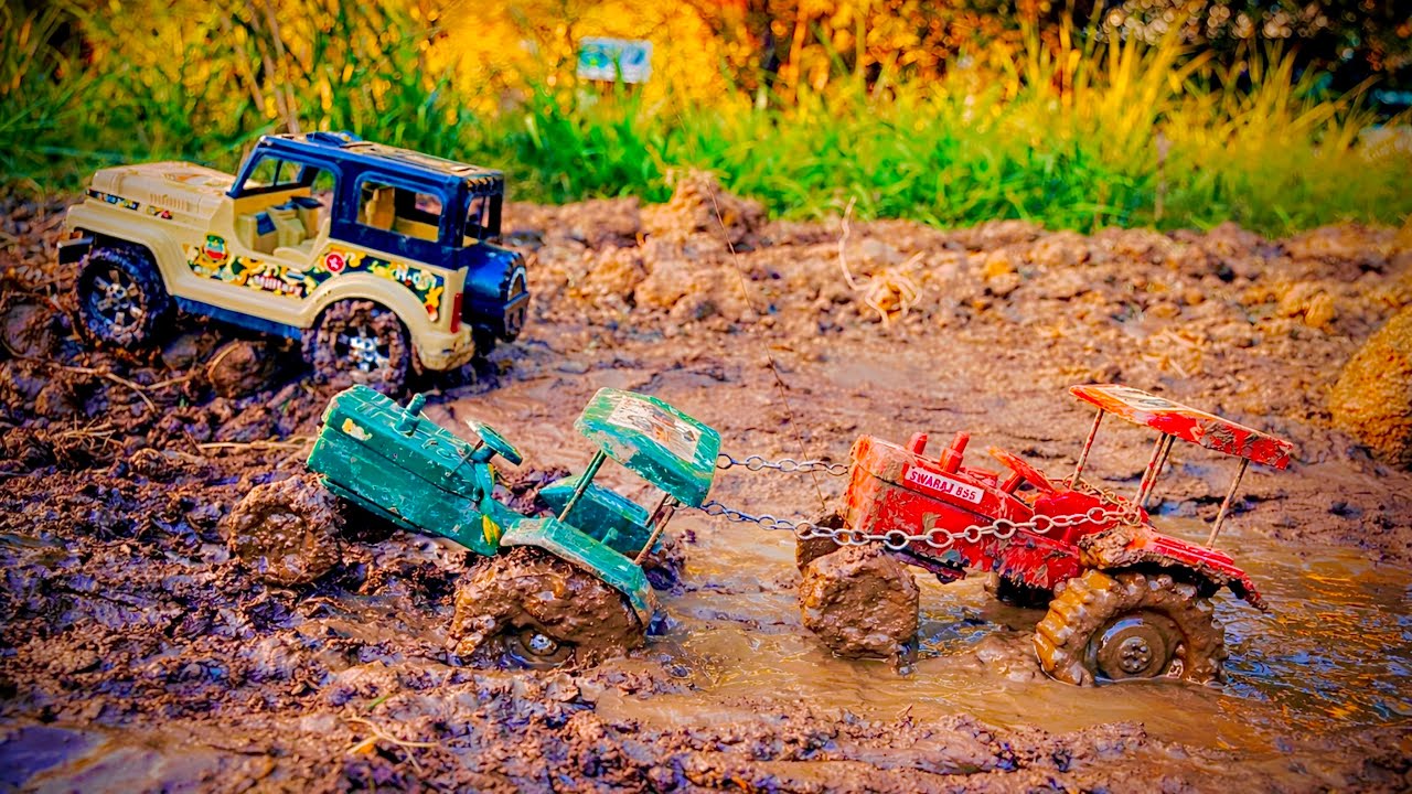 Swaraj Tractor 855 Stuck Heavy Mud Accident Pulling Out John Deere Tractor 5310 Mahindra Thar 