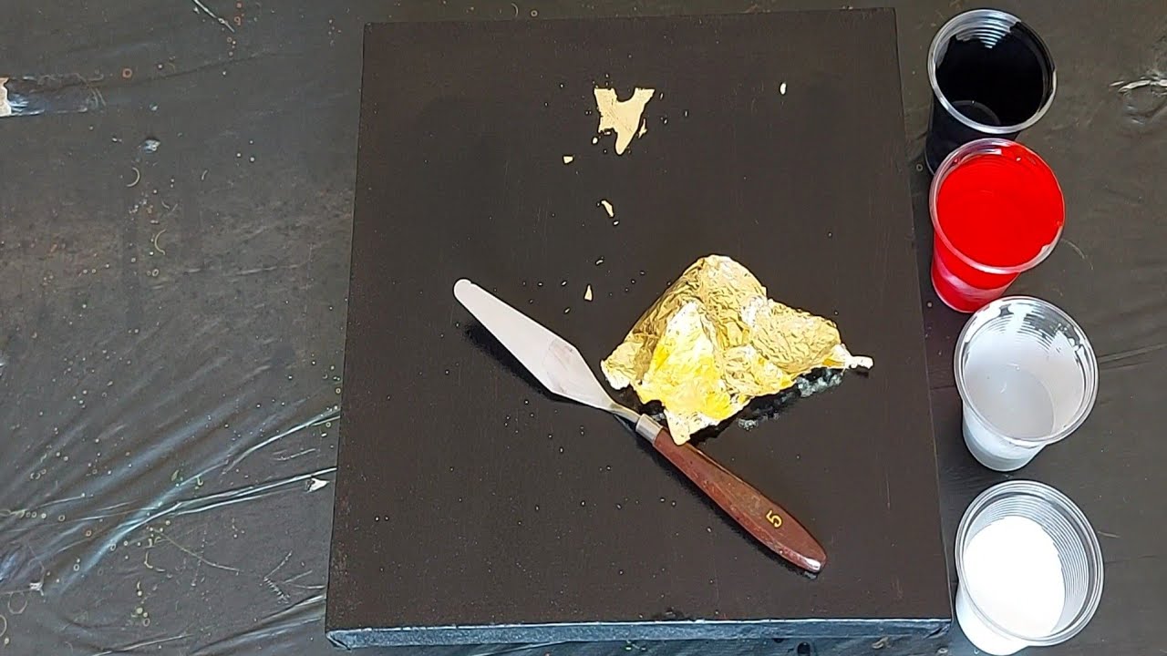 Gold leaf vs Three colors acrylic pouring on canvas YouTube