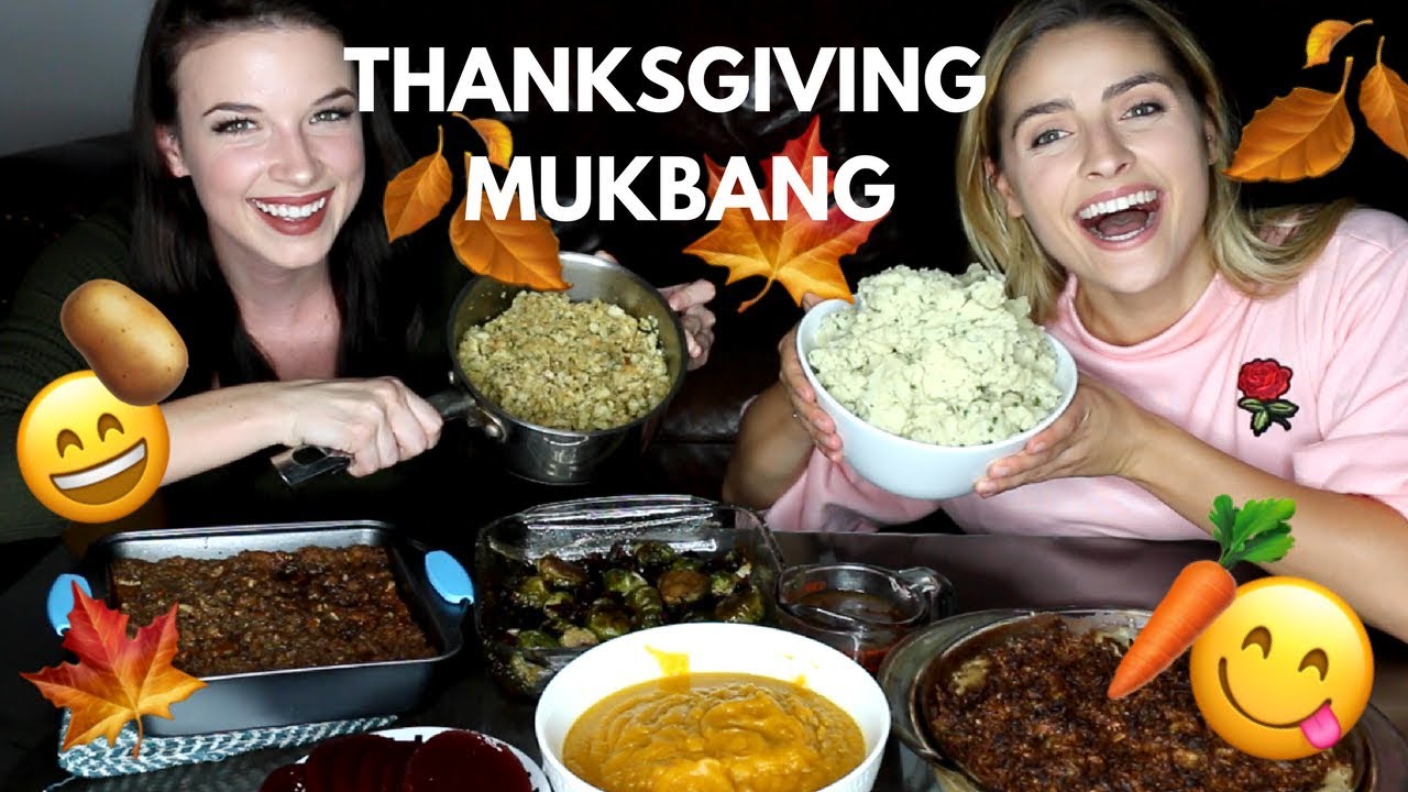 THANKSGIVING MUKBANG! Mashed Potatoes, Stuffing, Green Bean Casserole and more! Mukbang Monday