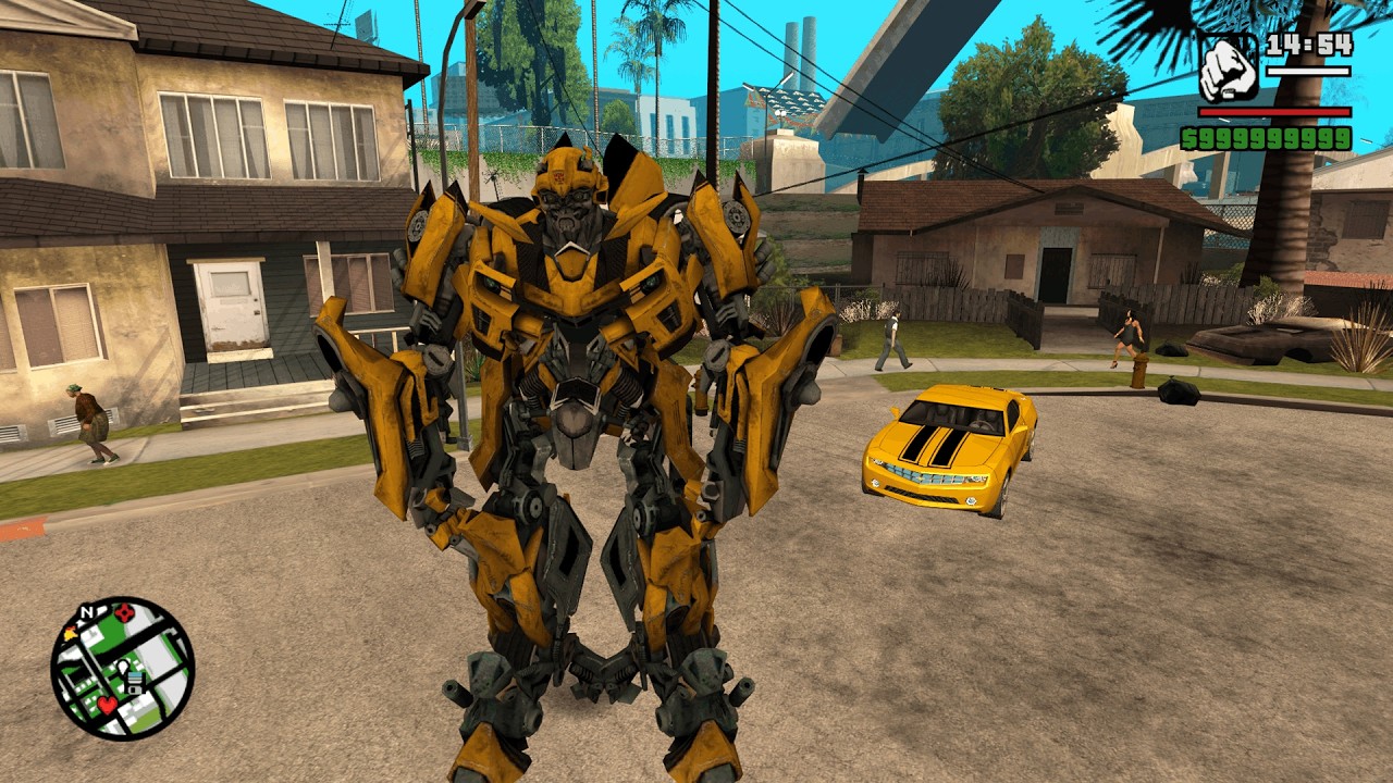 MEGA RAMP Realistic Crash Test | BUMBLEBEE TRANSFORMER | GTA SAN ANDREAS