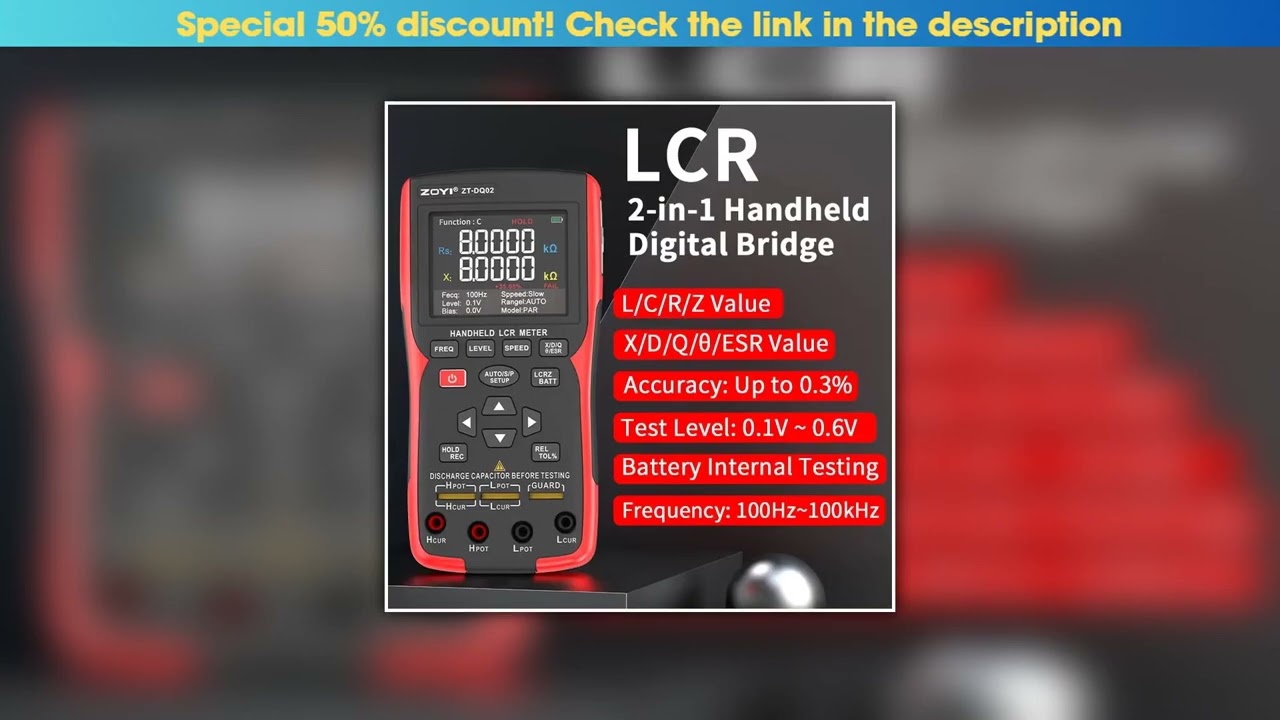 Hot Picks ZOYI ZT-DQ02 High-Precision Handheld LCR Bridge / Lithium Battery Internal Resistance Tes