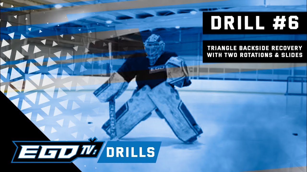Elite Goaltending Development Drill Video #6 - Triangle Backside Recovery w/2 Rotations & Slides