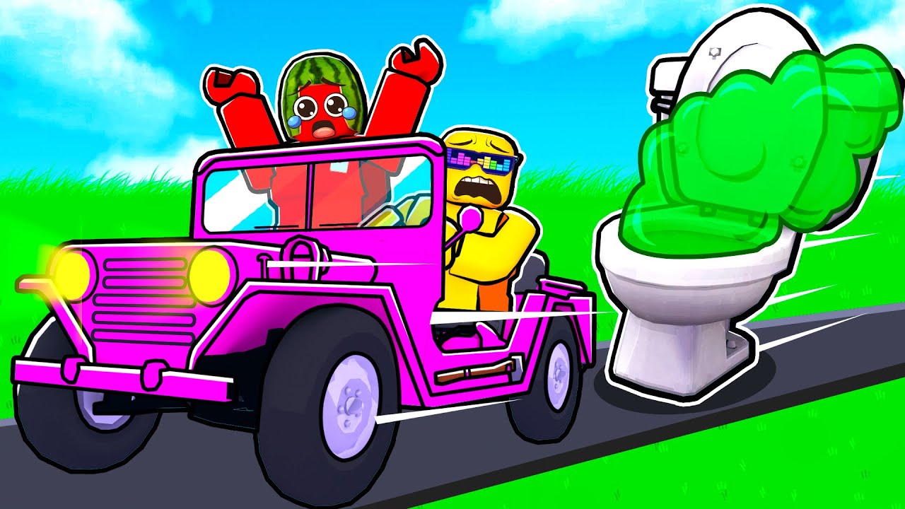 Riding A JEEP Into GIANT TOILET Roblox