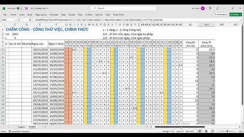 Hướng dẫn lập công thức Excel tính công thử việc và chính thức theo ký hiệu chấm công