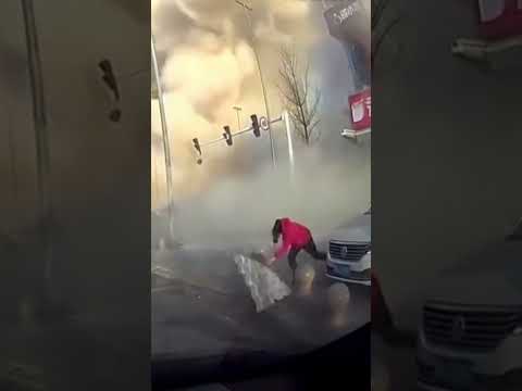 Terrifying moment huge gas explosion rips through Chinese chicken shop killing seven