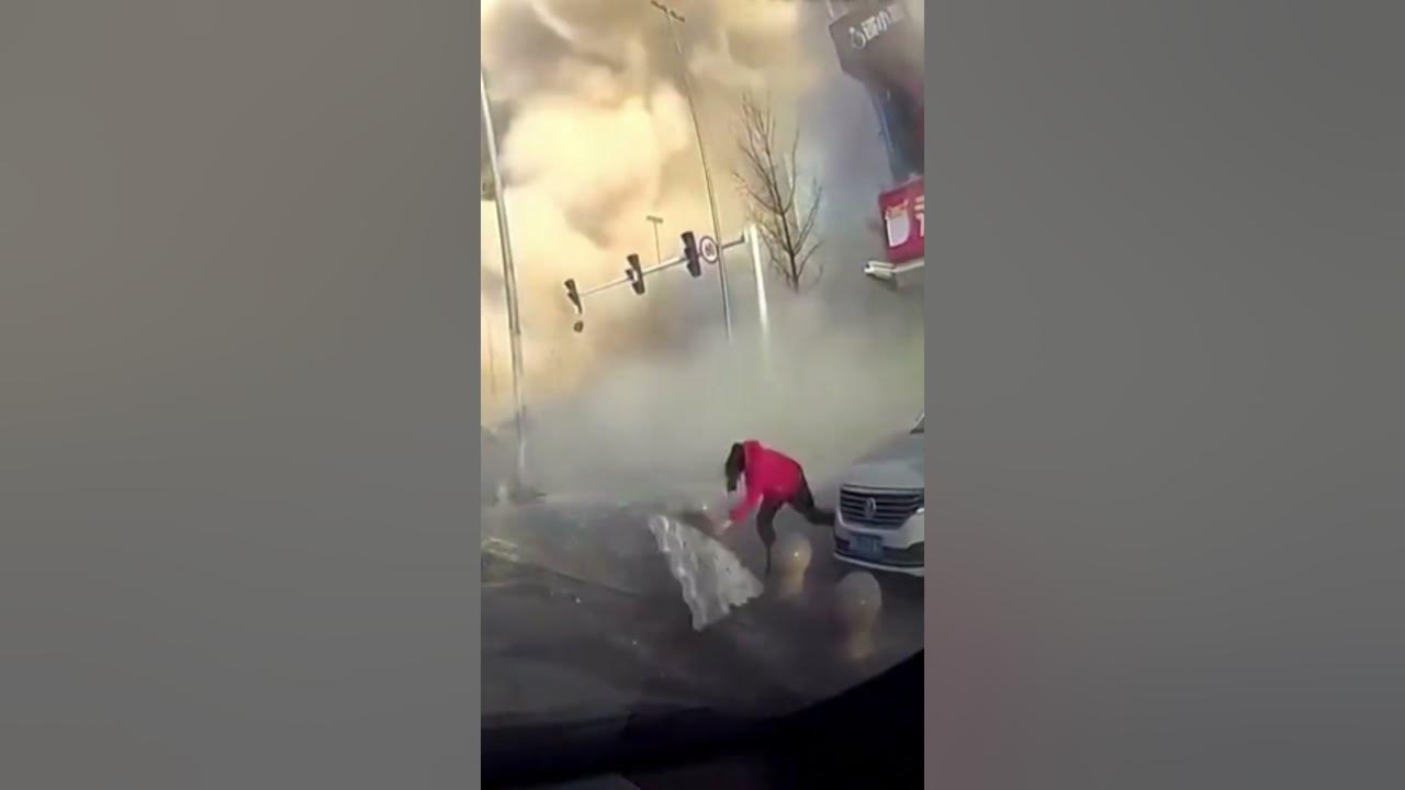 Terrifying moment huge gas explosion rips through Chinese chicken shop killing seven