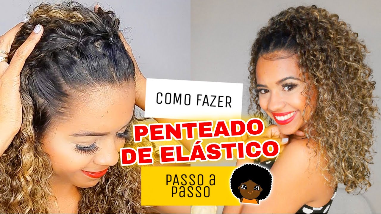 COMO FAZER O PENTEADO DE ELÁSTICO DAS CACHEADAS fácil, rápido e prático I Laiine Ribeiro