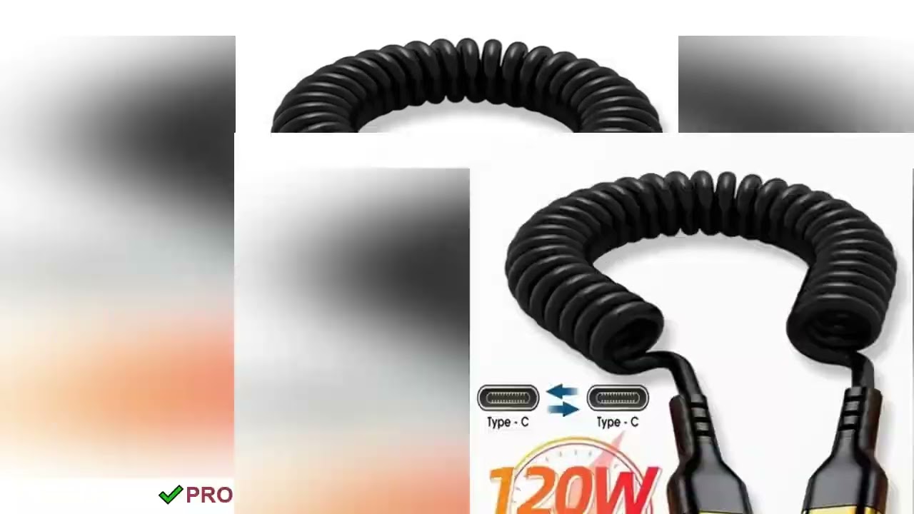 PD 120W Type C To Type C Cable 5A Fast Charge USB C Spring Car Charger Cable For iPhone 15 Series Xi