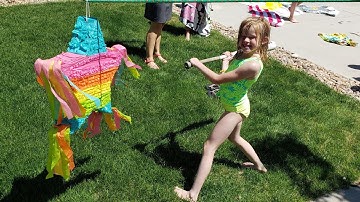 Birthday party pinata time