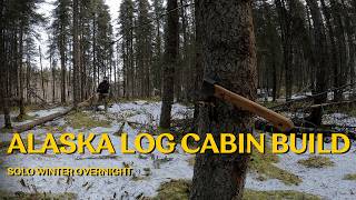 Winter Overnight and Log Hauling for Alaska Off Grid Log Cabin ASMR