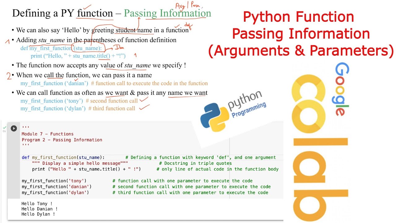 Python | Function | Arguments & Parameters - YouTube