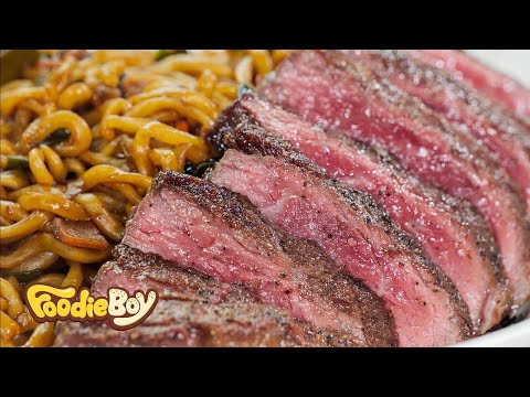 채끝 스테이크 짜파구리 / Sirloin Steak Jjapaguri - Korean Street Food / 부산 대연동 순옥식당