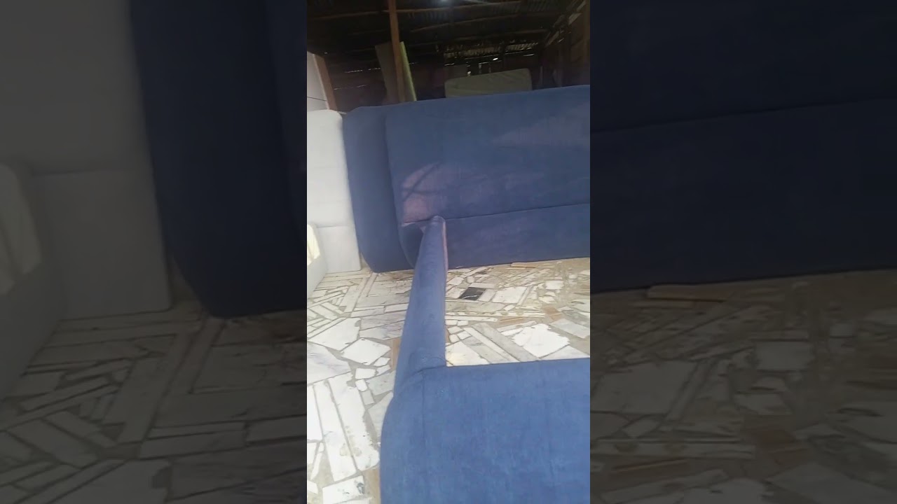 A 6x6 bedframe made with a beautiful royal blue color fabric