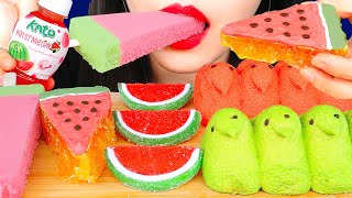 Asmr Watermelon Ice Cream, Honeycomb, Peeps, Gummies 수박 디저트 먹방 咀嚼音 Eating Sounds Mukbang Zoey Asmr