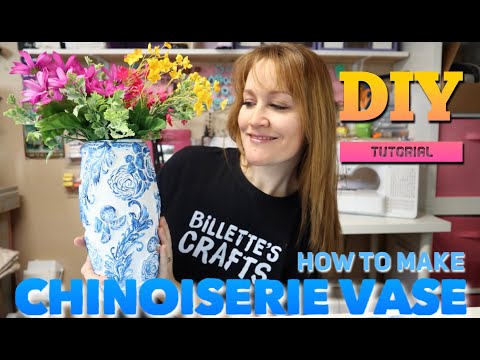 DIY Tutorial, Chinoiserie Inspired Vase, Dollar Store Makeover