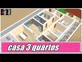 PLANTA 3D PARA CASA BAIXA COM 3 QUARTOS E AREA GOURMET 023