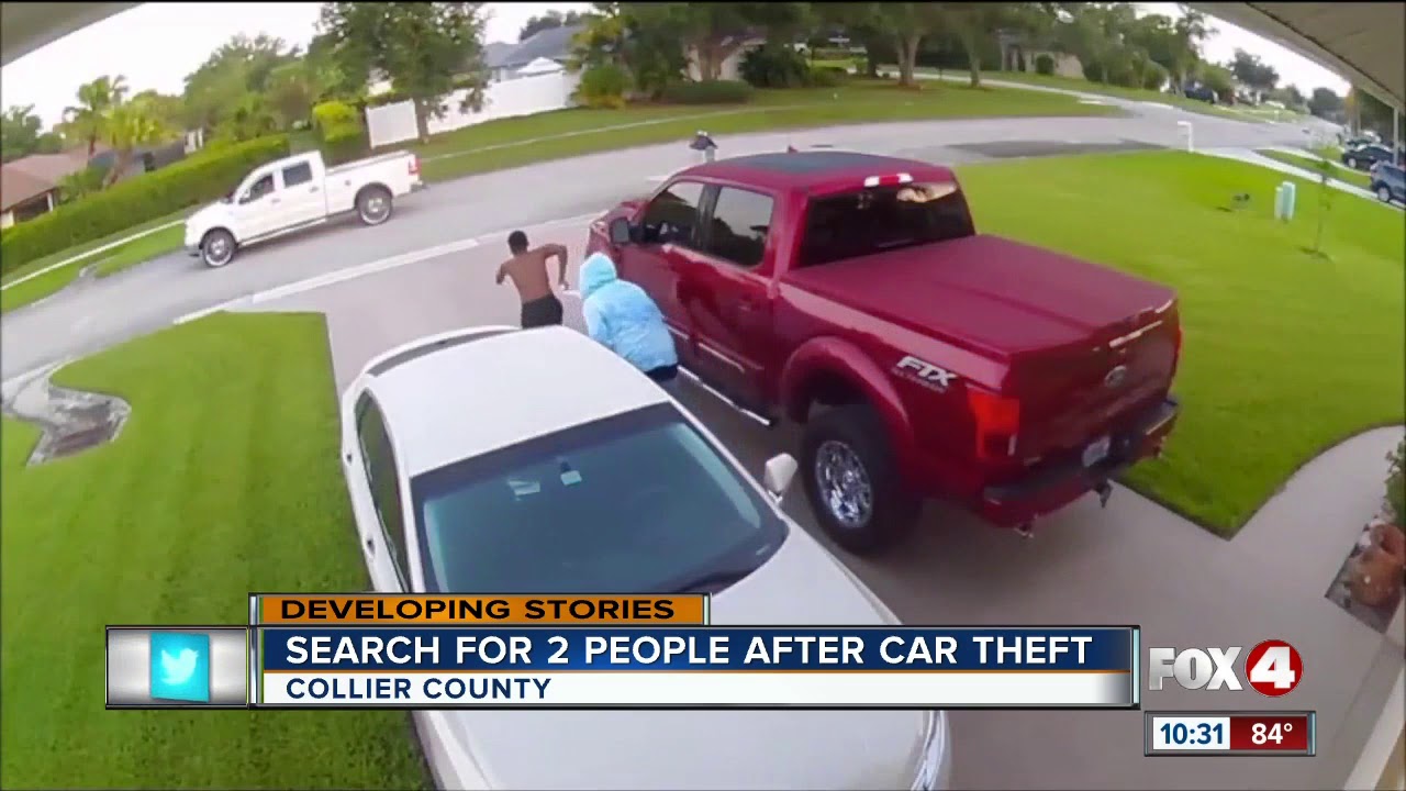 Suspects in car theft caught on camera in Collier County - YouTube