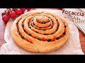 FOCACCIA ARROTOLATA Sofficissima con Pomodorini e Olive - Ricetta Facile Focaccia - Focaccia Recipe