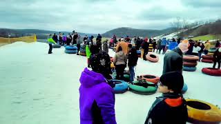 Waiting In Line To Snow Tube At Perfect North Slopes With Davideo Rikor Gles