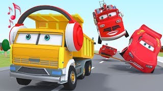 Cartoon Fire Truck And Trucks City With Mcqueen Car Toys Songs For Children