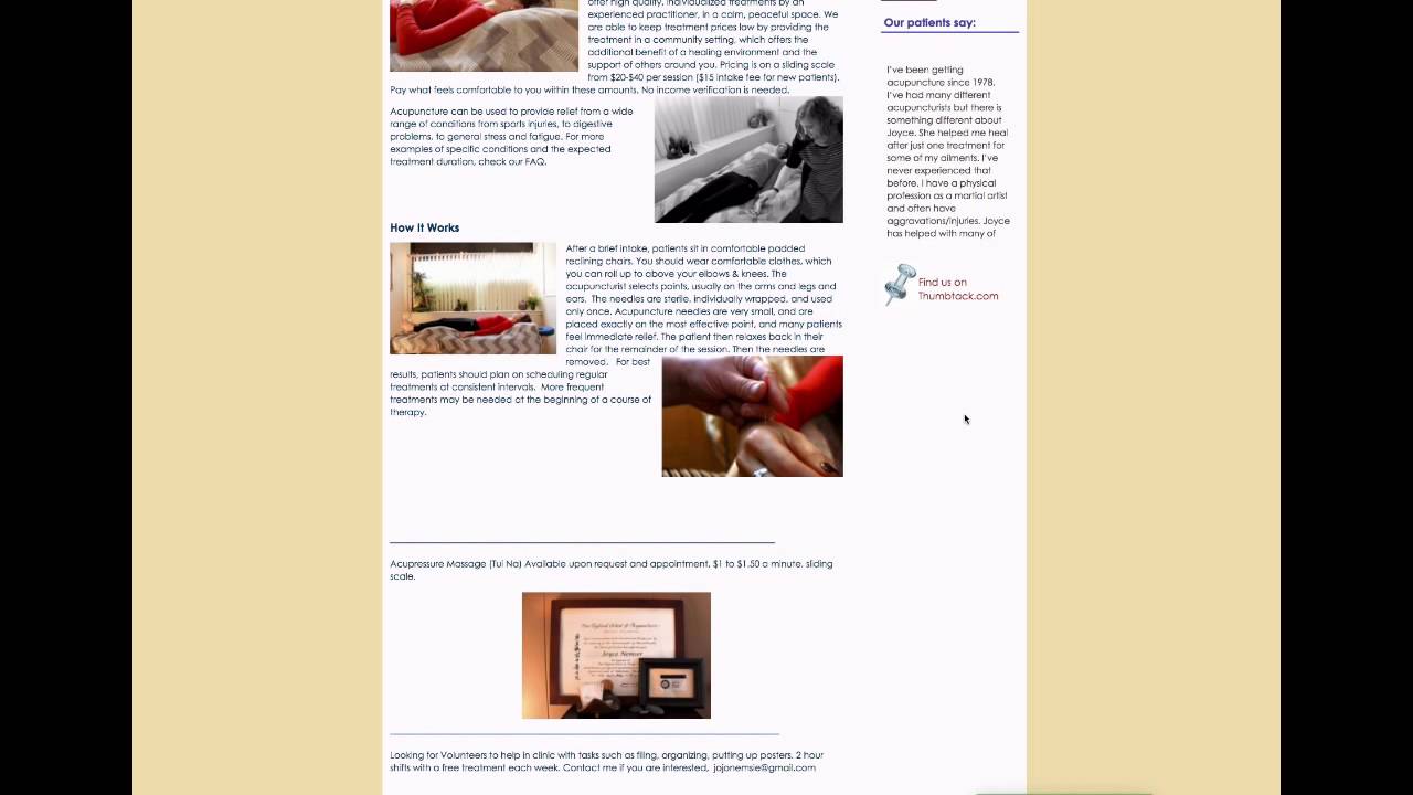 Joy Community Acupuncture Website Evaluation
