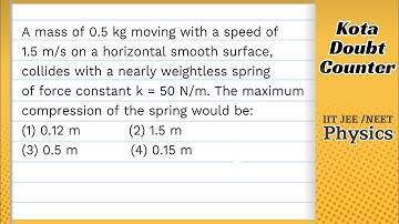 A mass of 0.5 kg moving with a speed of 1.5 m/s on a horizontal smooth surface, collides with a