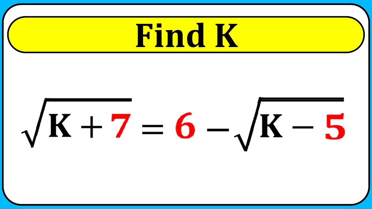 K Point Math Nice Algebra Math Simplification | Find the Value of K - YouTube
