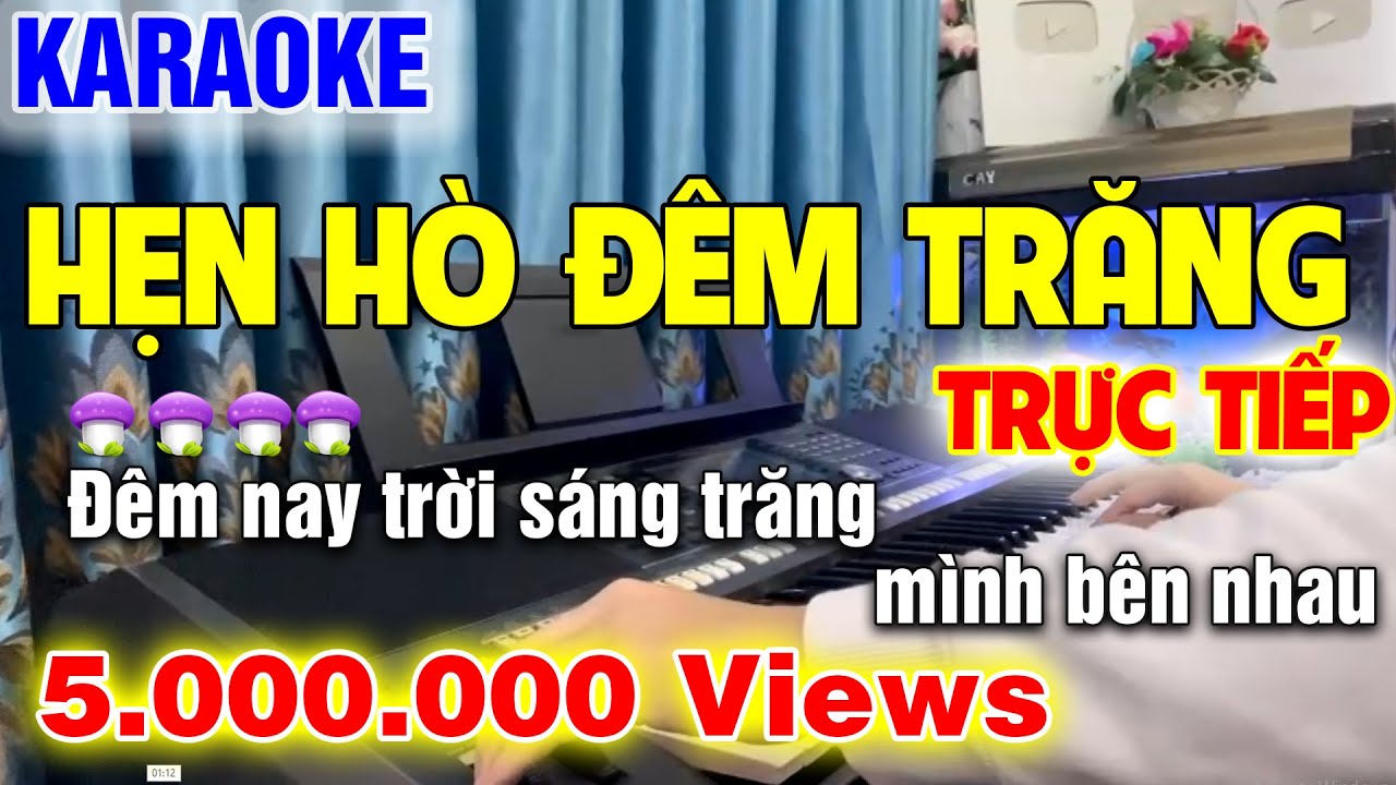 Hẹn Hò Đêm Trăng Karaoke Tone Nữ Nhạc Sống ( A#m ) - Tình Trần Organ