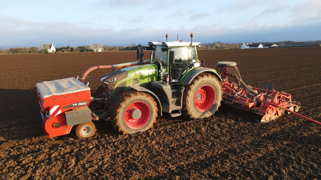 Deux ensembles 6 mètres au semis avec la SARL Plougastel ! Fendt 936 S5 x2 + HORSCH - KUHN