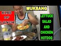 Filipino mukbang lettuce salad with carrot and tomato  asmr eating lettuce salad and chicken hotdog