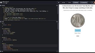 How to implement a simple coin flipping website with HTML, CSS and Javascript