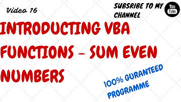 Learn Excel-Video 16- VBA Function -To Sum Even numbers only
