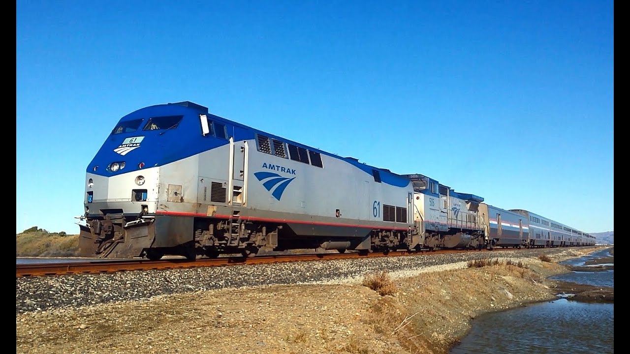 AMTRAK Seattle To LA Coast Starlight Slows In San Francisco Bay amtrak-seattle-to-la-coast-starlight-slows-in-san-francisco-bay